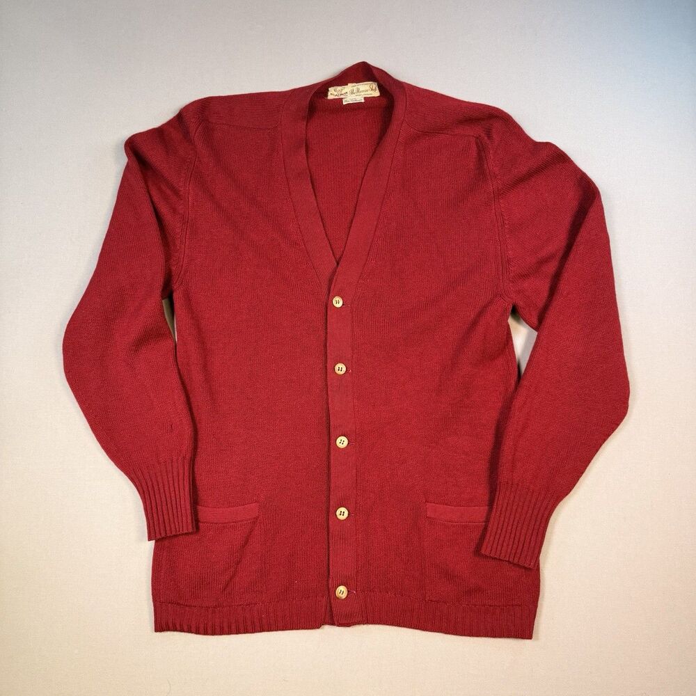 Vintage Braemar Womens SZ 38 Red 100% Cashmere Cardigan Long Sleeve Sweater M